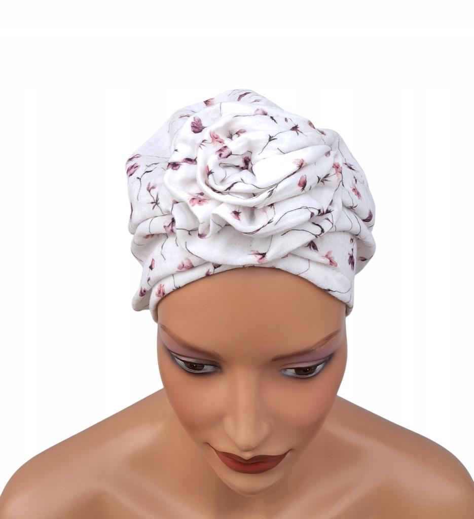 Klasyczny Turban Z Różą Mussa 051 Z Muślinu Bawełnianego Komfort I Styl