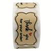 Brown Kraft Vellum Stickers, Glossy Finish, Single-Use Rectangle Thank You for Your Order Labels, Supporting Small Business Shipping Tags