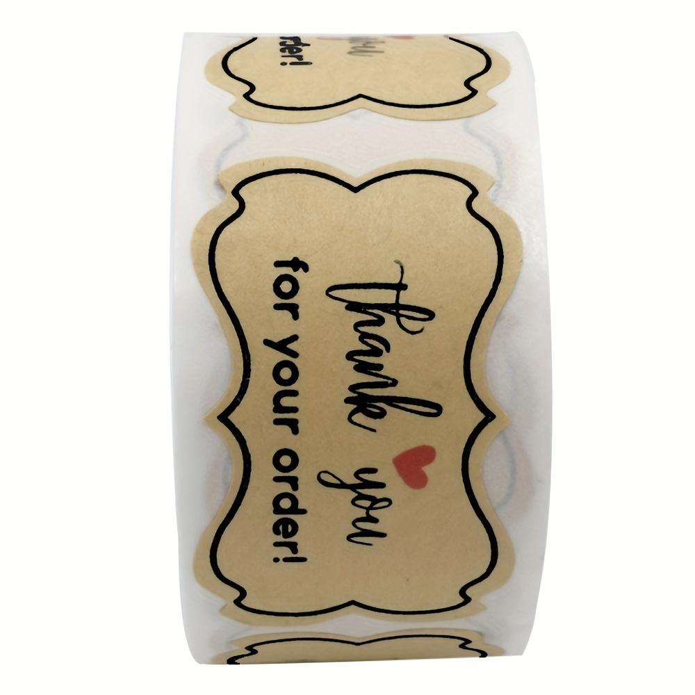Brown Kraft Vellum Stickers, Glossy Finish, Single-Use Rectangle Thank You for Your Order Labels, Supporting Small Business Shipping Tags