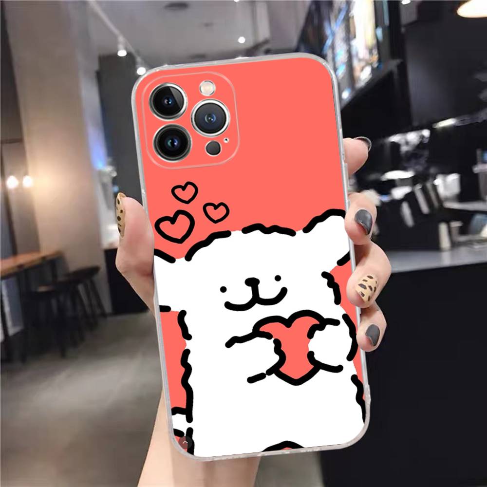 1pc Cute Cartoon Line Dog Maltese Phone Case For IPhone 17 16 15 14 11 12 13 Mini Pro XS Max Plus Funda Shell