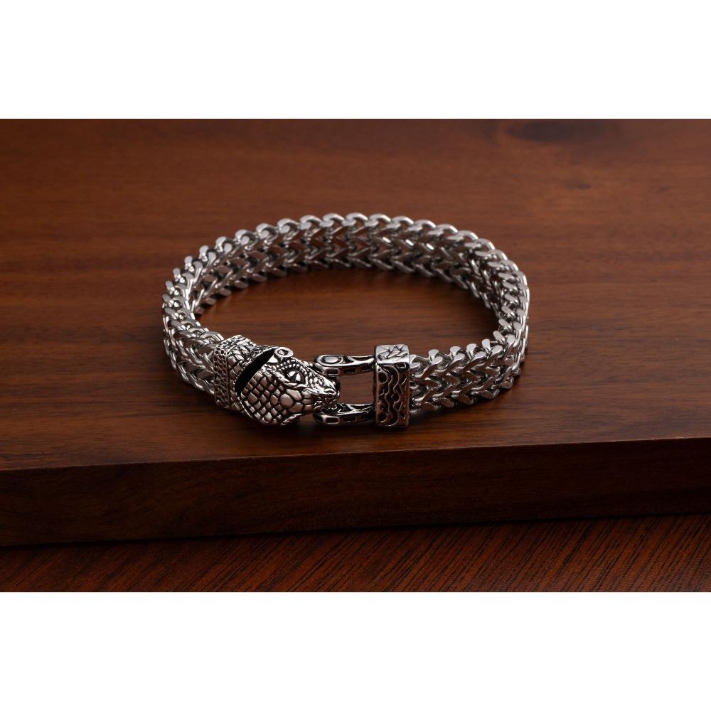 European and American Cross-border Popular Men's Bracelets, Retro Punk Style, Stainless Steel Snake Head, Beast Head, Skull, and Jewelry Do Not Fade.