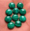 Natural Malachite Cabochons Round Flat Back Gemstones, Green Banded Malachite Loose Stone for Jewelry Making