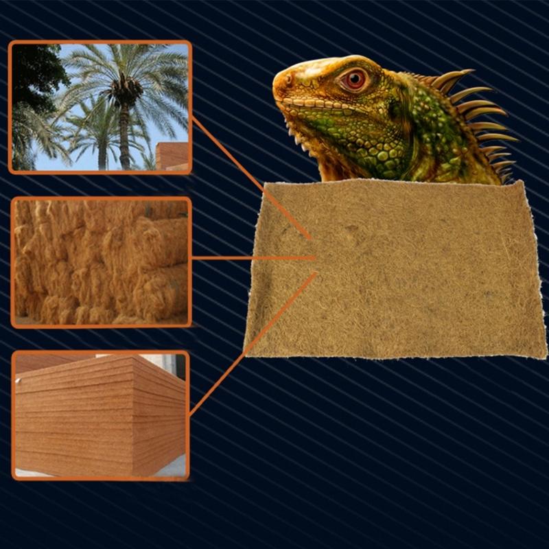 Reptiles Bedding Mat for Terrariums Waterproof CoconutFiber Carpet BeardedDragon Substrate Liner Mat for TortoiseGeckos