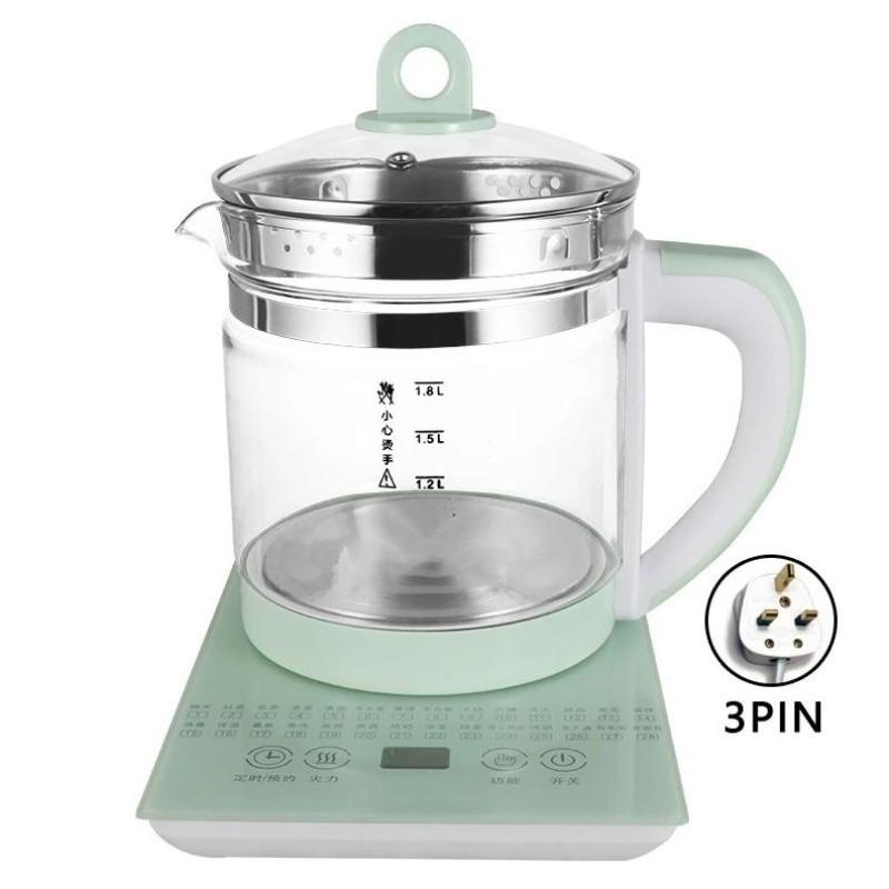 1.8L Large Capacity Adjustable Temperature Electric Health Teapot Multifunction Healthpot Thick Glass Electric Kettle