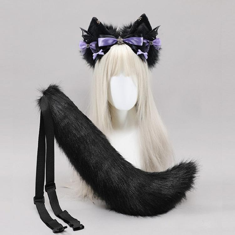 Cats Tail Adjustable Belt Cats Ears Hairband for Cosplay Halloween Party Anime Costume Accessories Soft Animal Tail