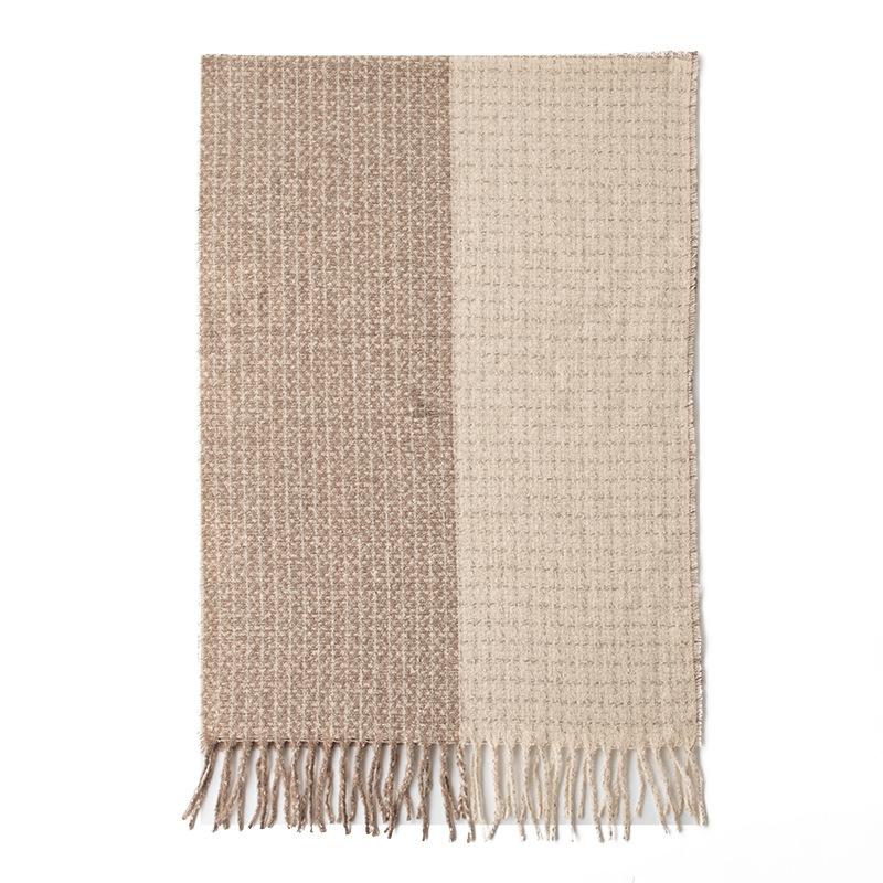 New Soft and Warm Faux Cashmere Checkered Retro Tassel Scarf A High End Women's Scarf Shawl