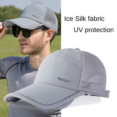 Hombres Verano Gorra Visera Solar UV Exterior Transpirable Deportes Pesca Gorra de Béisbol Masculina Ala Ancha Parasol Gorra Trucker Caballeros