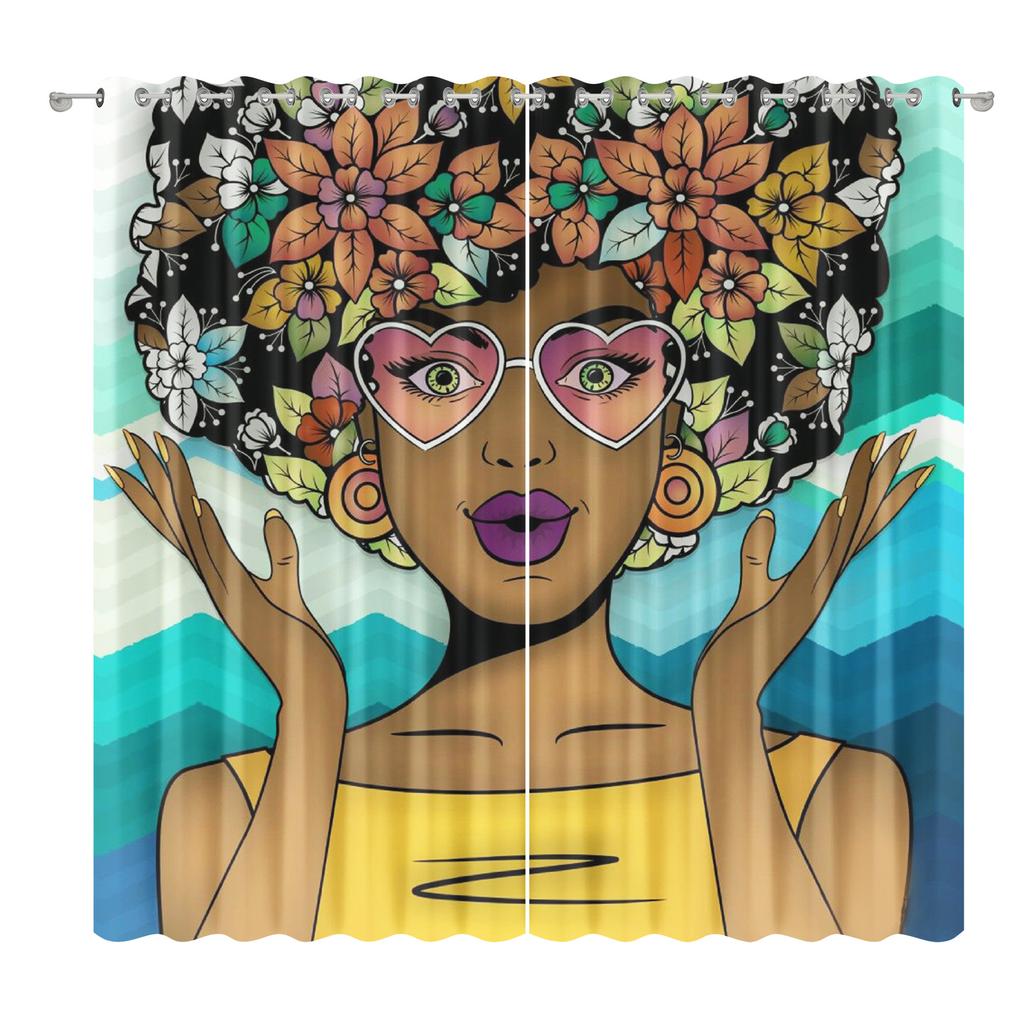 Afroamerykańska Kobieta Tkanina Zasłonowa Sypialnia Salon Balkon Zasłona Zaciemniająca Biuro Hotel Zasłona Izolacyjna