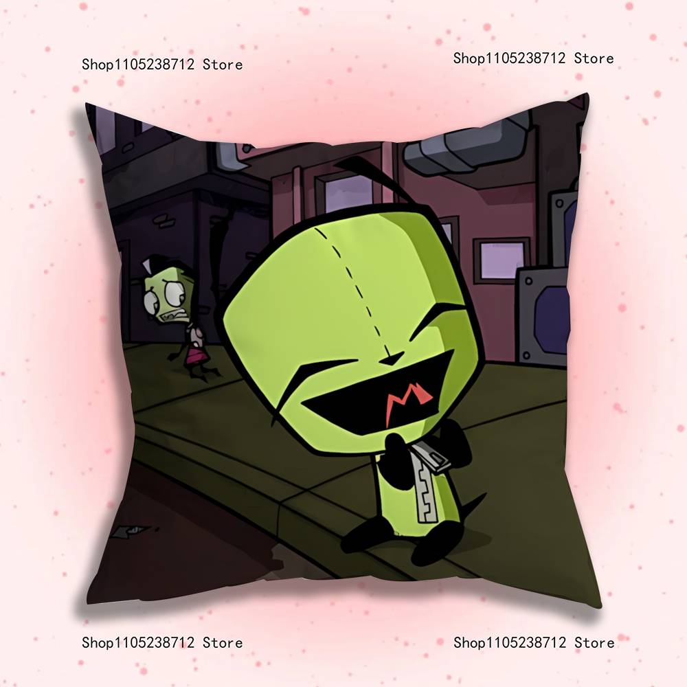 Cute Z-ZIM I-Invaders AnimePillow Case For Sofa Decor Car Office Room Printing Cushion Cover Decorations and Protector