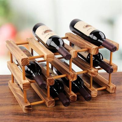 Wooden Wine Rack, Wine Holder, Holds 12 Bottles of Wine or Champagne, Wood Storage Stand, Interior Display, Stackable