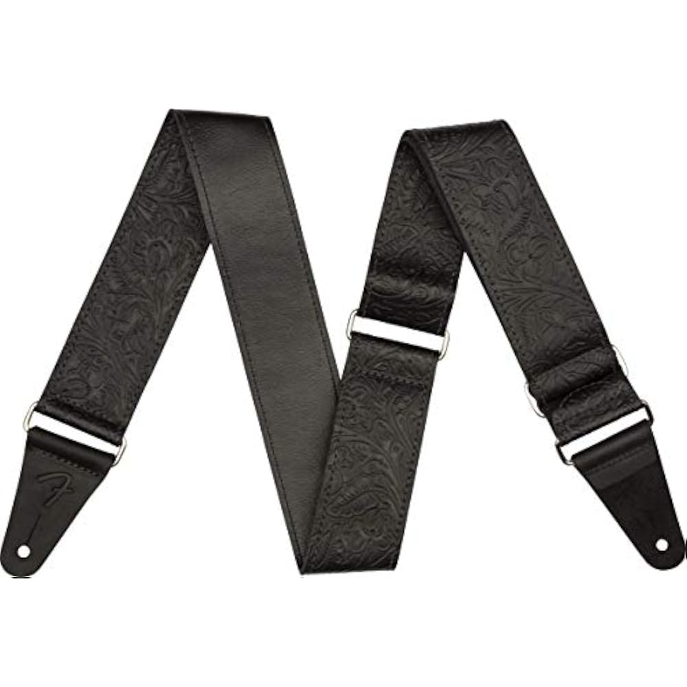 [Fender] Strap Tooled Leather Guitar Strap, 2”, Black