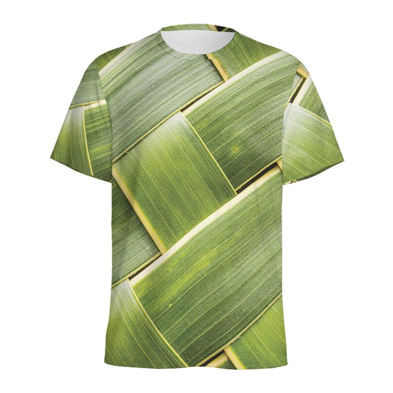 Fresh Coconut Palm 3D Digital Printed Men's Fashion Trendy Round Neck Short Sleeved T-shirt