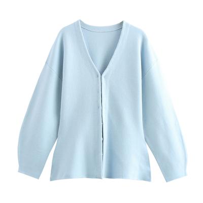 Damen Strickjacke mit Hakenverschluss vorne, figurbetont, dünner Pullover, V-Ausschnitt, lange Ärmel, Seitenschlitze am Saum, Damenoberbekleidung, schicke Oberteile, Mode