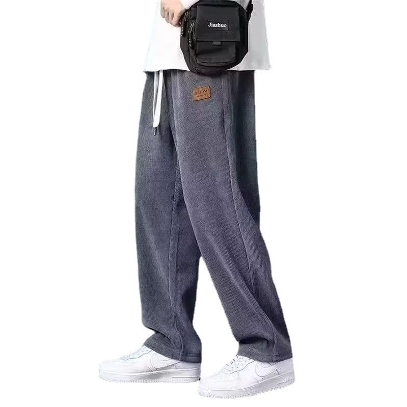 Pánské podzimní manšestrové sametové široké tepláky - Trendy, volný, ležérní střih pro podzim a zimu