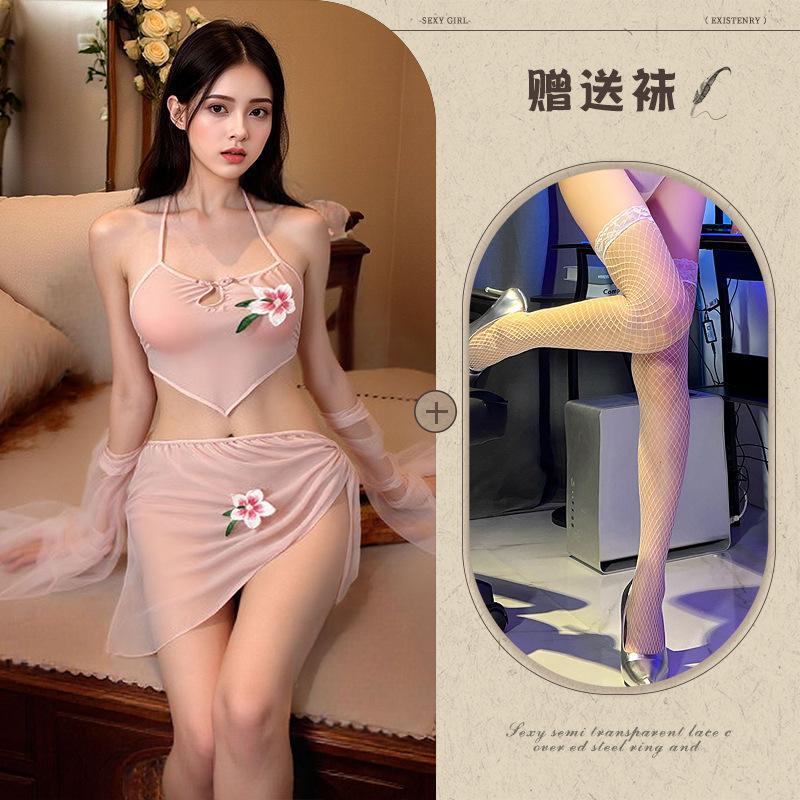 Sexy underwear new Guochao antique sexy perspective belly pocket summer pure passion light yarn Hanfu temptation suit