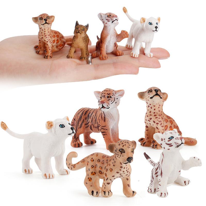 Action Tiger Lion Figure Cartoon Model Toy Decoration Children Ornament Gifts
