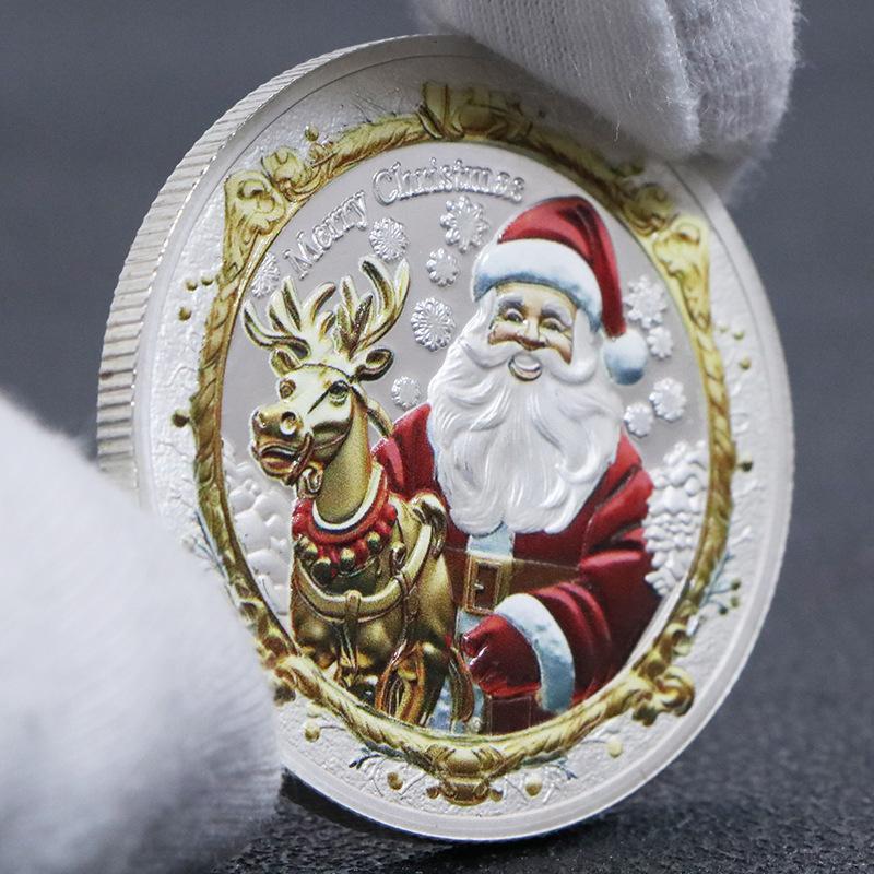 Europeisk och amerikansk jultomte, guldpläterad och silverpläterad, minnesmynt, medaljer, nyårsgåvor, julklapp, julstrumpa