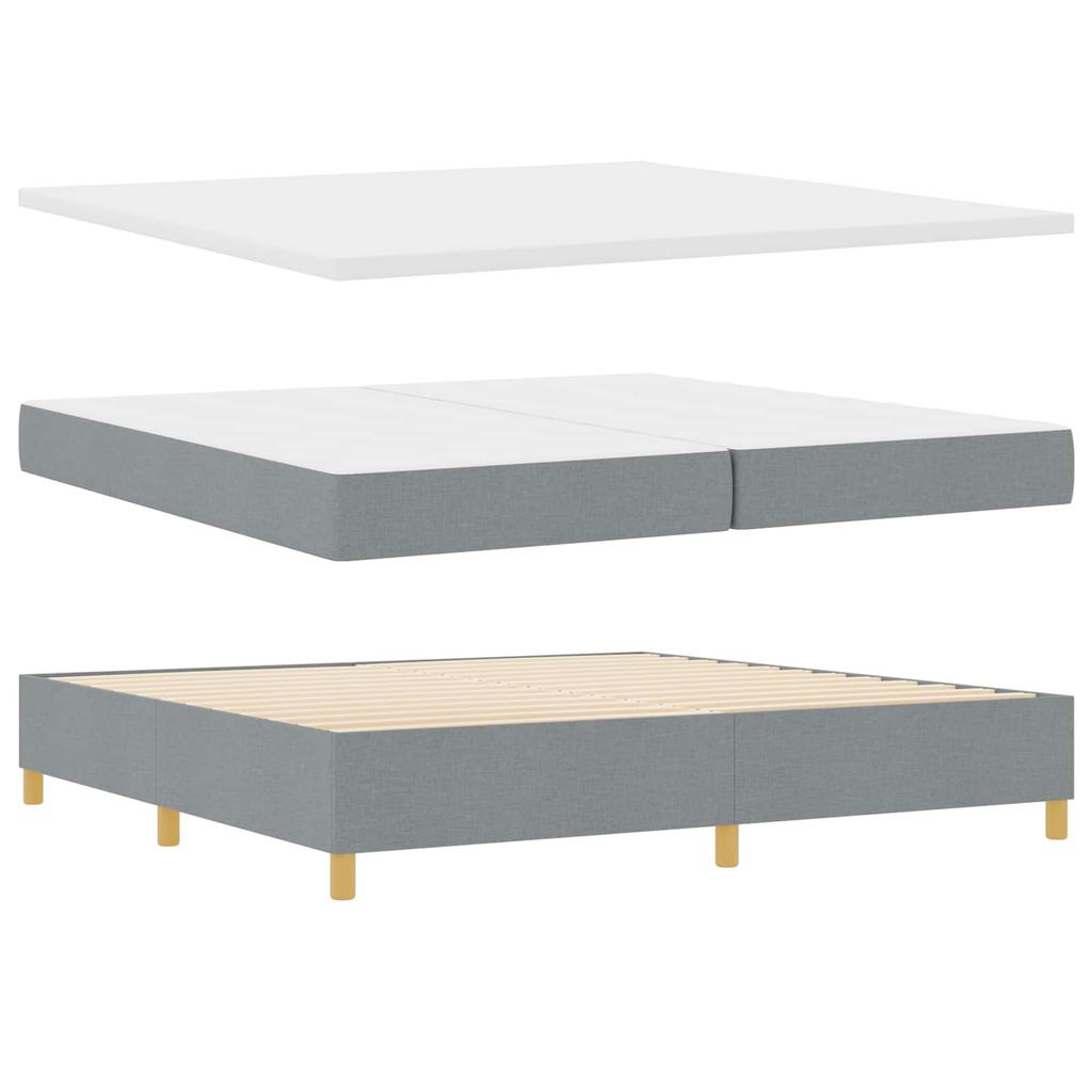 Box Spring Bed with Headboard Light Gray 200 x 200 cm Fabric