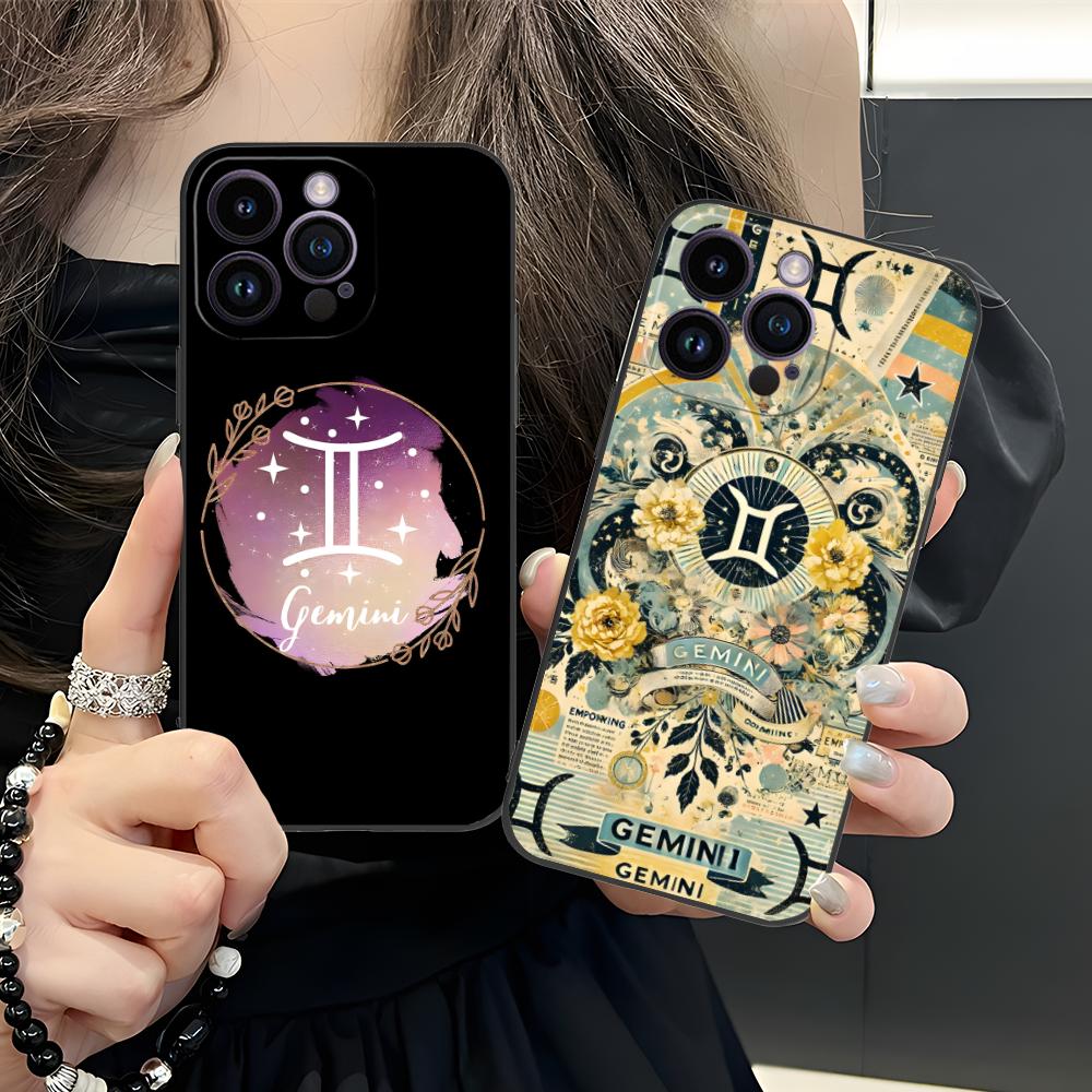 Zodiac Sign Gemini Mobile Phone Case for iPhone 17 16 15 14 13 12 11 X XR XS 8 7 Air Pro Max Plus Mini Colorful Cover Luxury