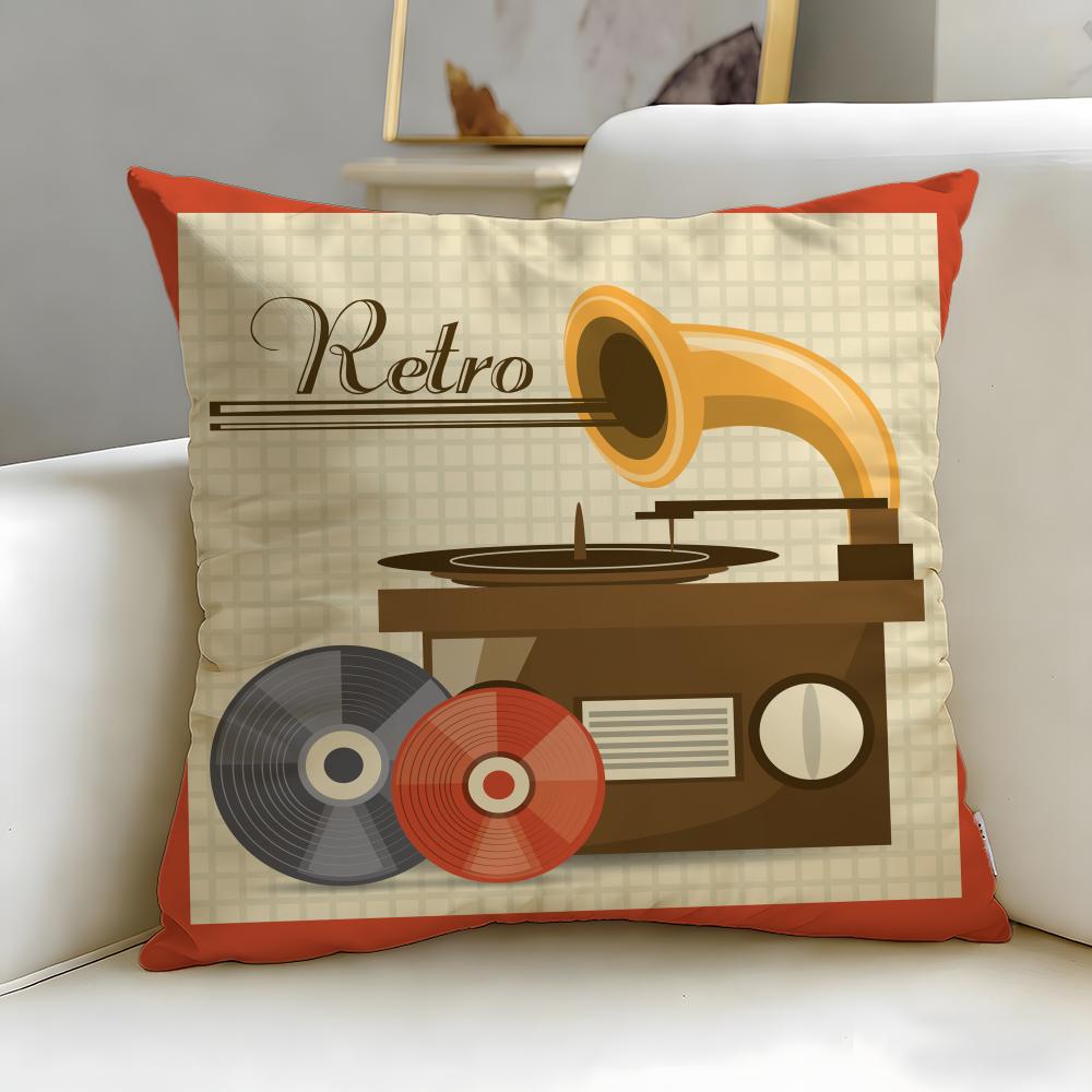 Classic Theme Retro Speaker Cushion Cover Soft  EasyWash Pillow Case  Versatile for Couch Bed Travel and Office