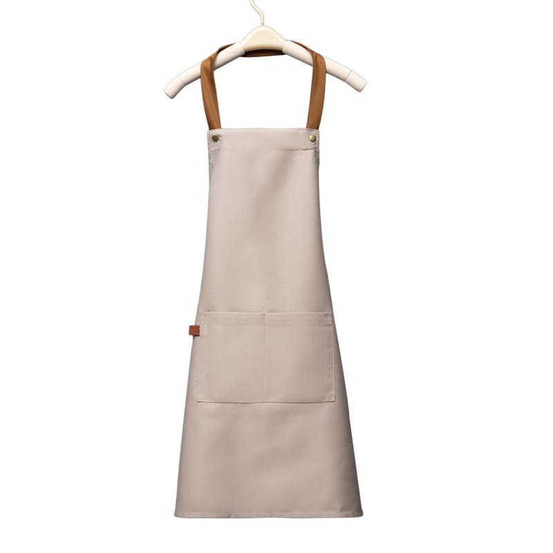 Water-Repellent Solid Color Apron with Logo Print for Kitchen and Catering