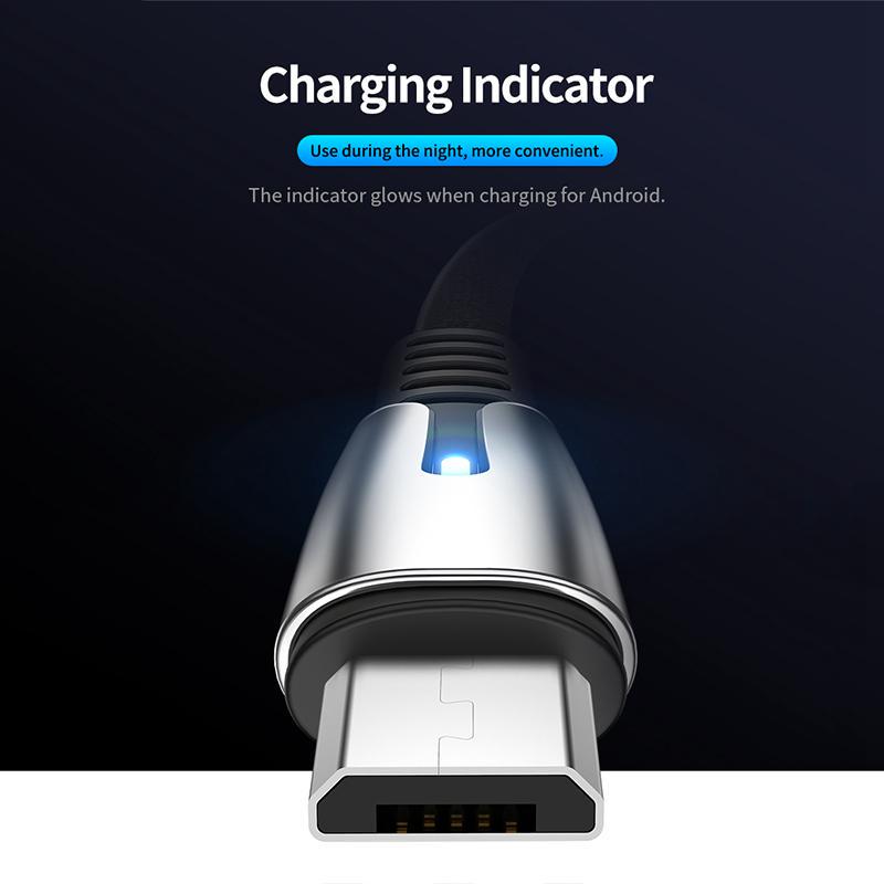 ROCK Micro USB Cable 2.4A USB Type C Charging Cables Zinc Alloy Fast Charge Data Sync Wire