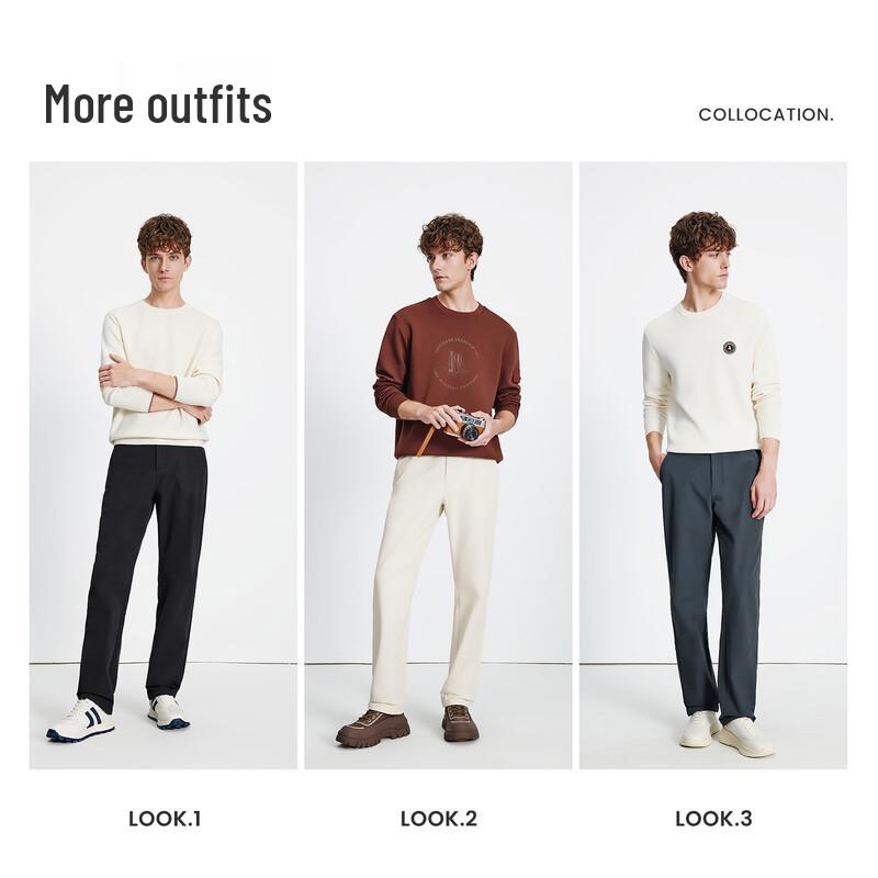 Navigare Men's Thickened Fleece Straight-Leg Casual Pants
