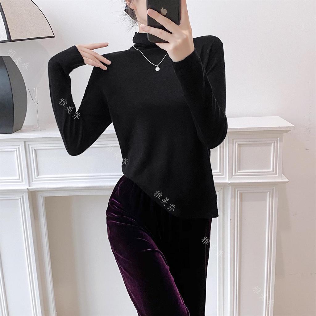 Autumn/Winter 2025 Women's Water-Soluble Wool Turtleneck Sweater - Solid Color, Long Sleeve Pullover, Cozy Base Layer