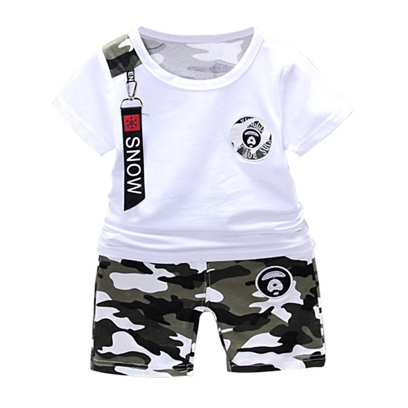 Summer Baby Boy Casual Short Sleeve T-shirt Camouflage Shorts Pants 2 Pcs Outfits Clothes Set