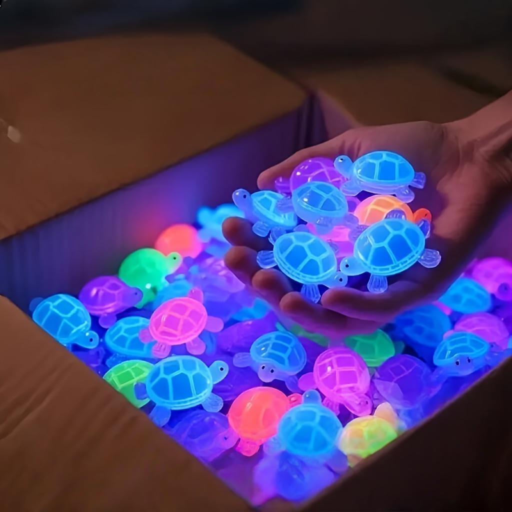 25pcs Glow-in-the-Dark 3D Turtle Figurines - Colorful Translucent Plastic Decorations for DIY Crafts, Party Favors,for Halloween, Easter, Thanksgiving