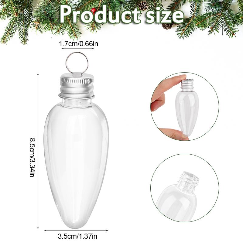 12-36Pcs Clear Christmas Bulb Ball Ornaments Fillable Light Bulb Shape Xmas Tree Hanging Pendants DIY New Year Home Decoration