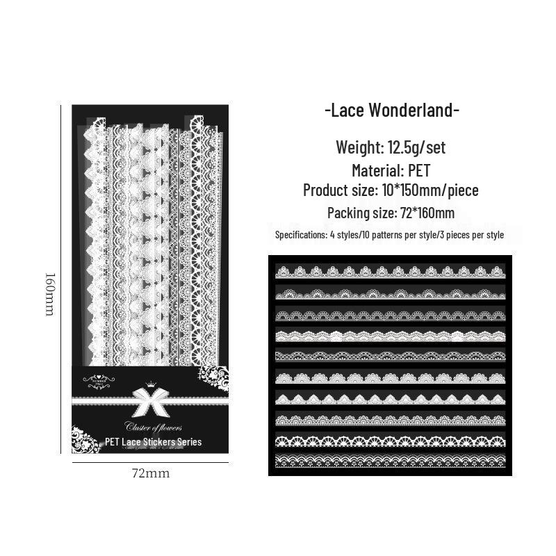 Waterproof Korean Flower Lace Sticker Pack for DIY Journals