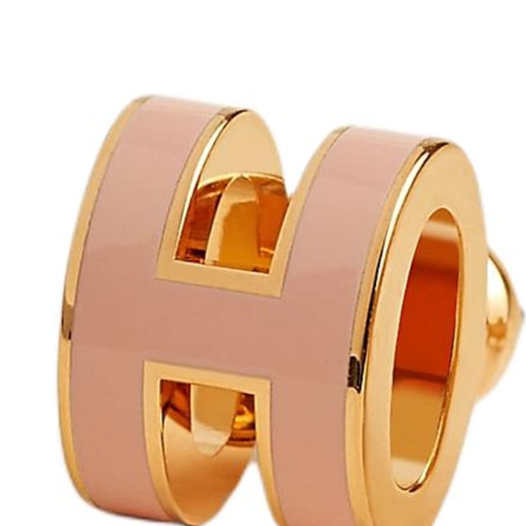 HERMES Metal Earrings Women's Rose Pink H608002F E7