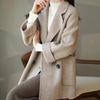 Suit Collar Temperament Woolen Women's Autumn and Winter New Herringbone Woolen Coat Loose and Thin Coat Versatile Small Man