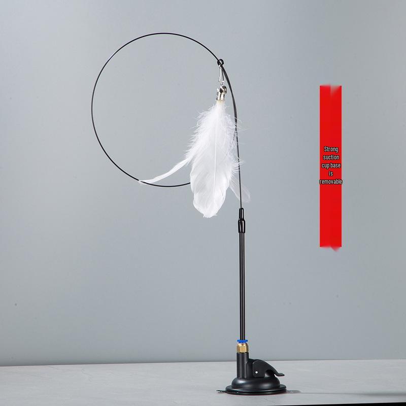 Strong Suction Cup Cat Teaser: Steel Wire, Feather & Bell Interactive Toy