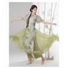 Women's Chinese Traditional Dance Dress, Bamboo Print Cheongsam Style Flowy Practice Costume For Tea Art & Folk Dance