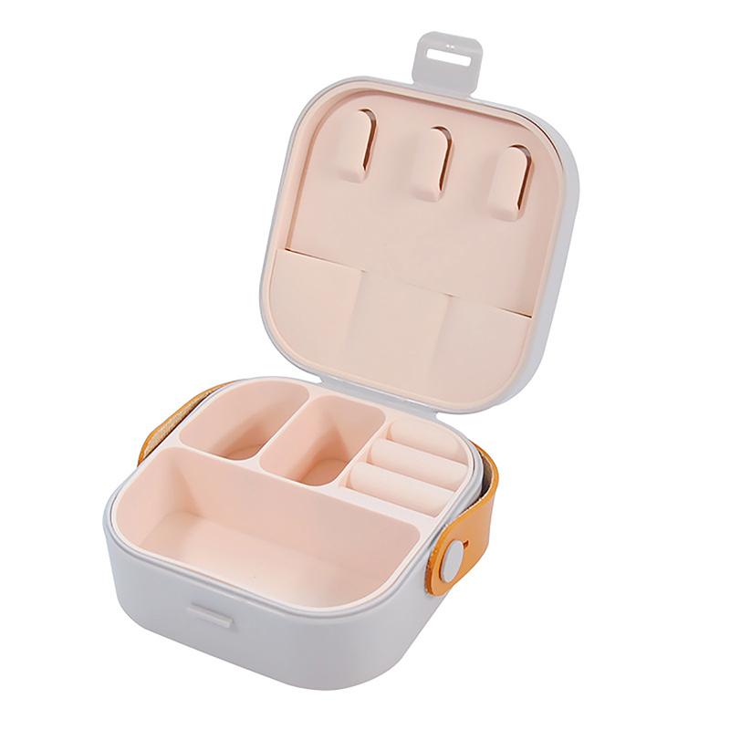 Ins Jewelry Box Φορητό Ταξιδιωτικό Σκουλαρίκι Κολιέ Δαχτυλίδι Organizer Θήκη με Δερμάτινη Λαβή Απλή μίνι οθόνη κοσμημάτων