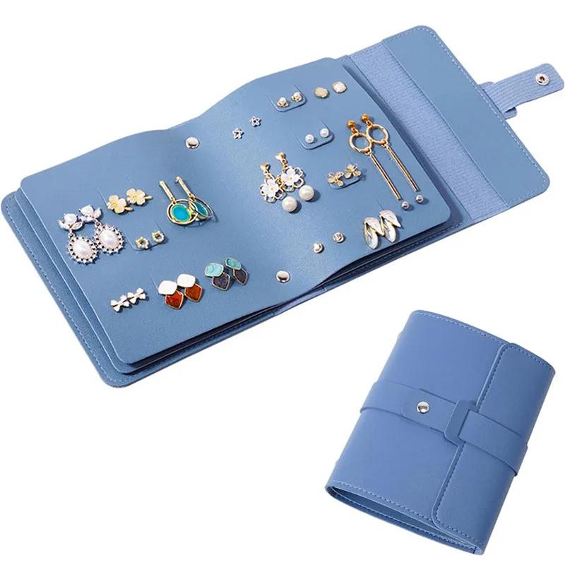 1PC PU Leather Ear Stud Storage Bag Multi-layer Jewelry Finishing Storage Organizer Book Type Storage Bag for Earrings Rings