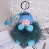 Faux Fox Fur Sleep Doll Bag Charm With Handmade Craft For Car Keychain And Backpack Decor