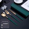 Nordic Style Portable Cutlery Set for One - Includes Knife, Fork, Spoon, and Chopsticks - Perfect for Office Workers and Students.