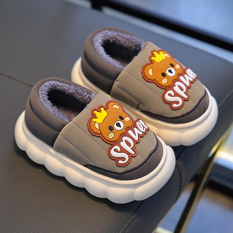 Winter 2024 Waterproof Cotton Slippers for Boys & Girls – Warm Plush Home Shoes