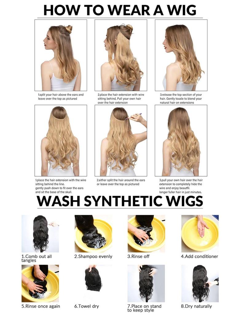 16inch Synthetic Natural Kinky Curly Clip Fish Line Invisible Hair Extensions Mixed Color Blonde Black Brown Artificial False Hair Piece For Women