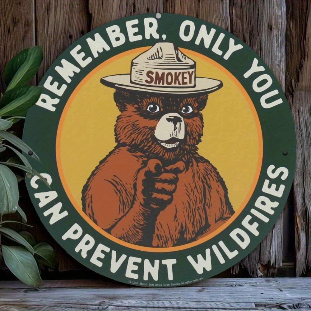 pcVintage Prevent Wildfires Metal Sign Smoky Bear Round Wall Art for Home Outdoor Decor