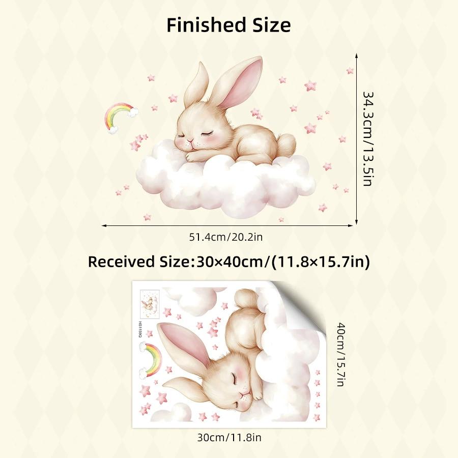 Cartoon Niedlicher Hase Blume Tier Wandaufkleber Abnehmbar für Schlafzimmer Wohnzimmer Kinderzimmer Hintergrund Dekoration Wandtattoos