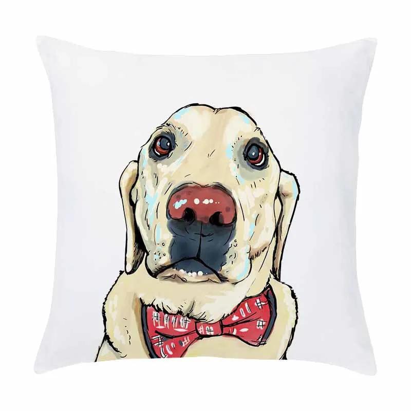 Customizable Home Square Soft Sofa Bed Pillow Cover Painted Dog Decorative Cartoon Puppy