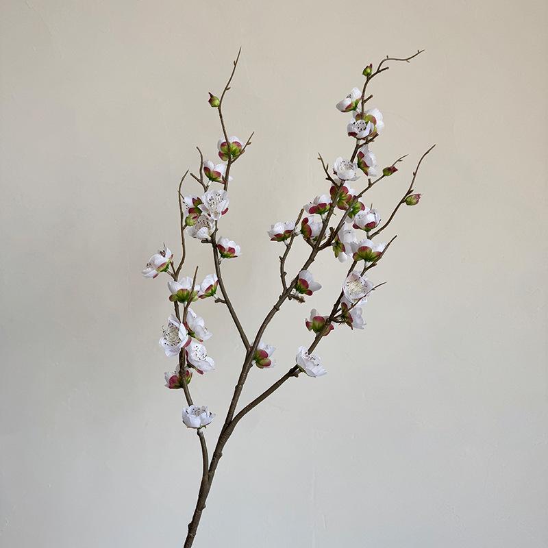 Zen Style Chinese Decor: Four-Pronged Plum Blossom Simulation - Cherry Blossom Wax Plum Faux Flowers for Home and Hotel Arrangements белый