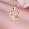 1 Pc Golden Color 26 English Letter Heart Necklace Rose Flower Pendant Wedding Band Jewelry Valentine's Day Gift
