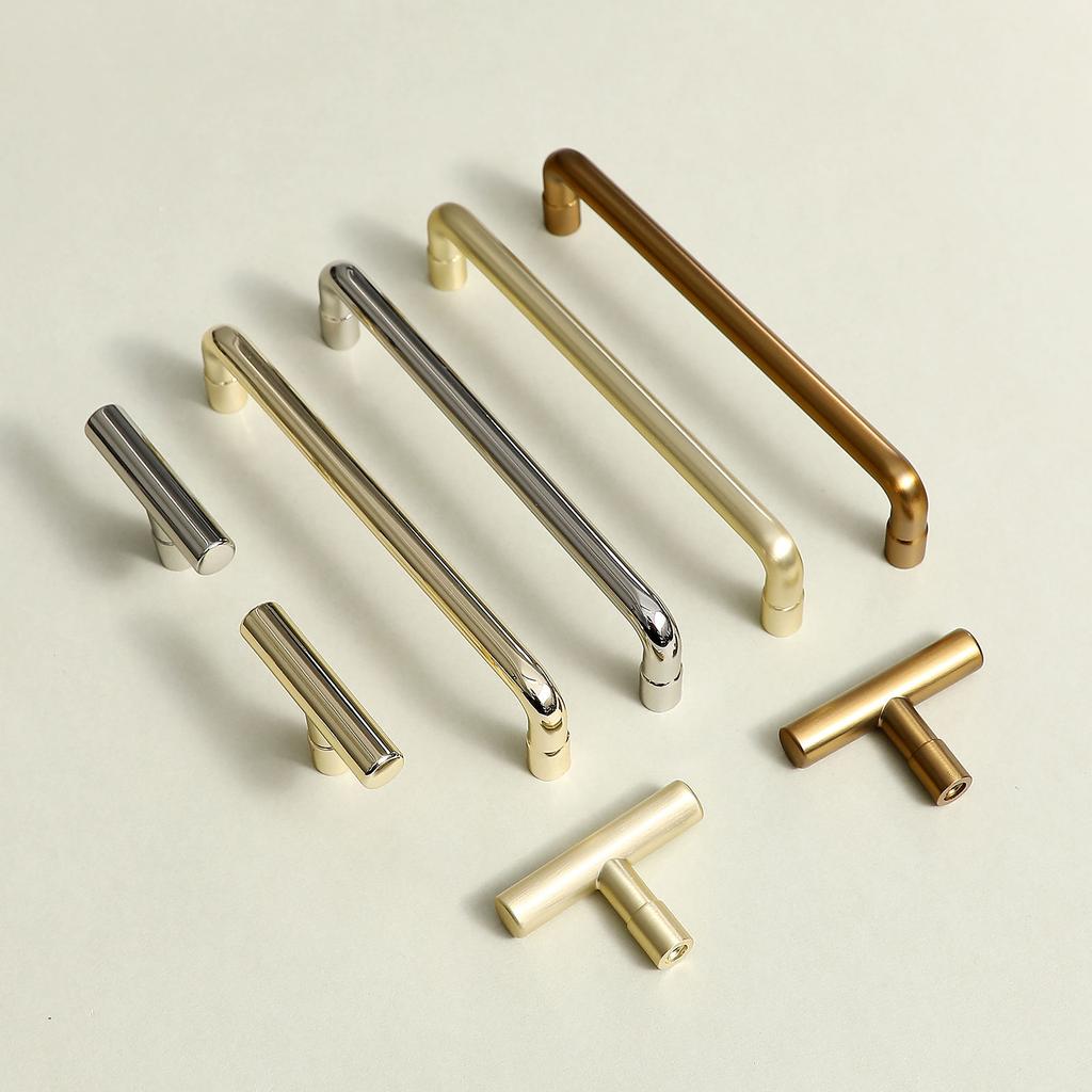 Modern Minimalist Zinc Alloy Gold and Sliver Cabinet Doors Handles Luxury Furniture Drawers Knob Wardrobes Pull