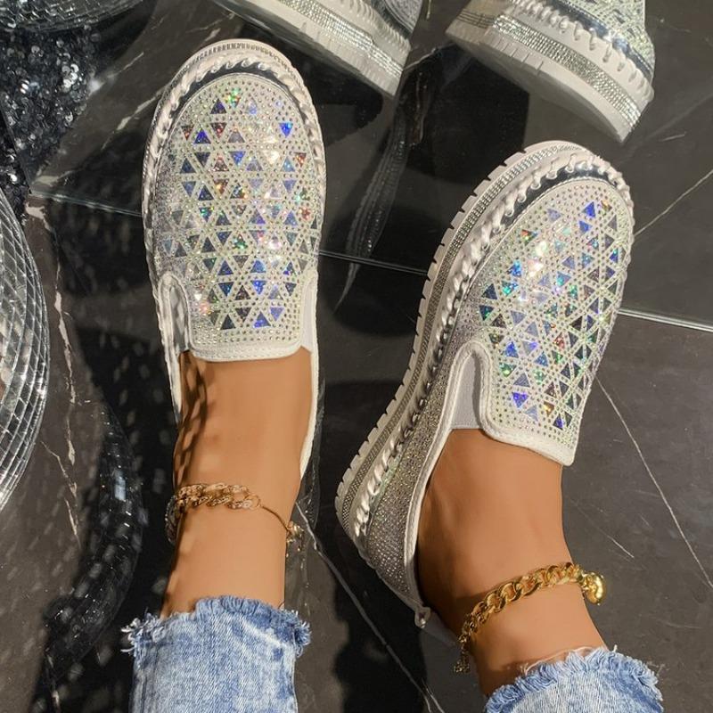 Fashion Plus Size New Single Shoes 2025 Spring and Autumn Rhinestone Trifle Platform Loafer
