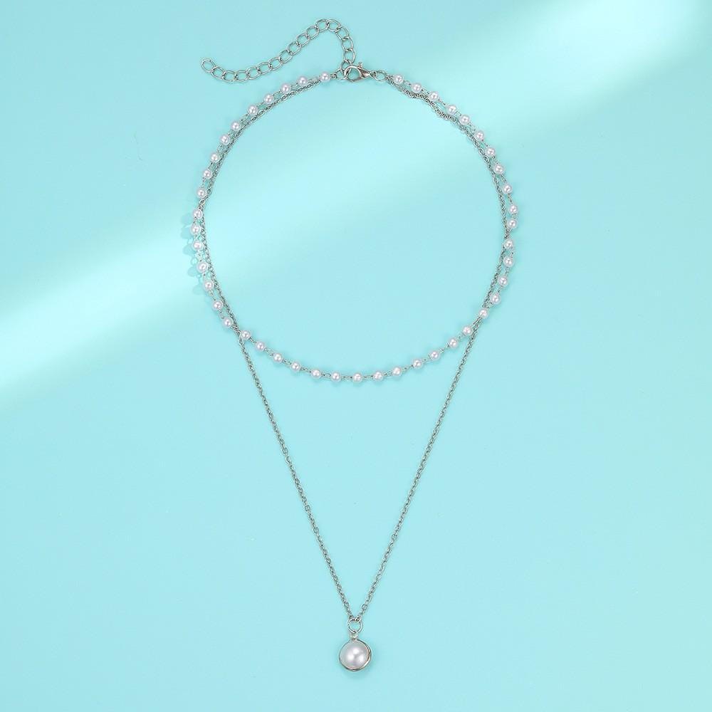 New Fashion Pearl Chain Pendant Three-layer Necklace Women's Versatile Light Luxury Temperament Premium Sense Necklace